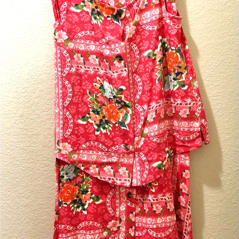 LC Lauren Conrad Pink Floral Midi Dress